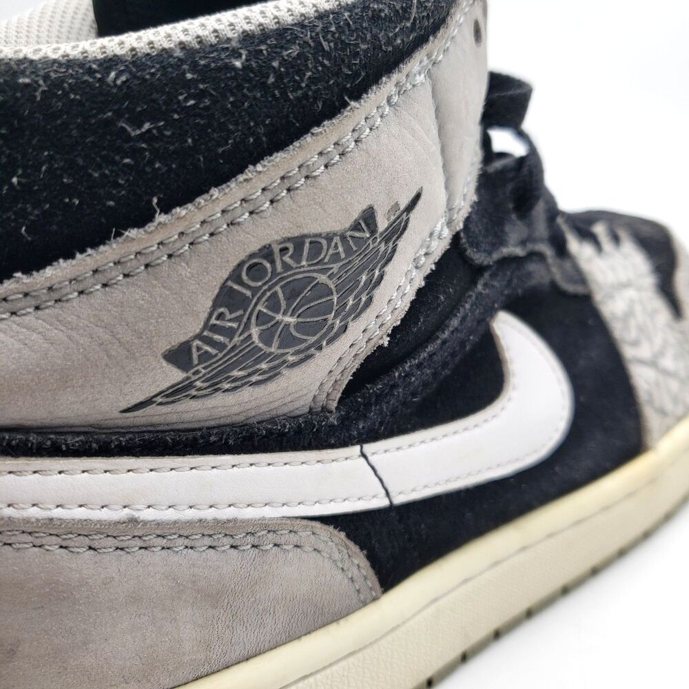 Nike Air Jordan 1 Mid Shoes Men Size 7.5 Elephant Print Black Gray DM1200-016 - Picture 7 of 9